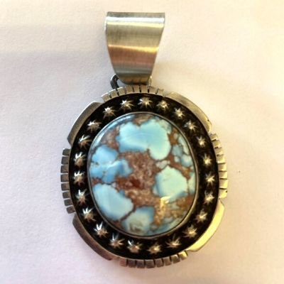 Kazakhstan Turquoise & Sterling Silver Pendant