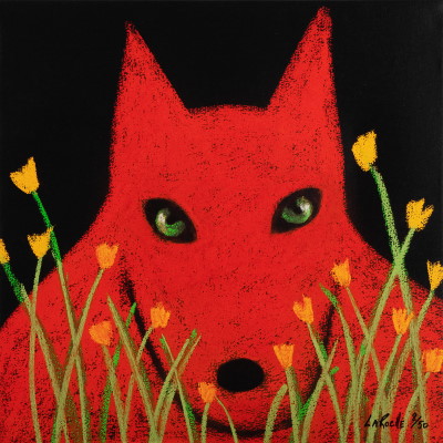 Carole LaRoche (b 1938) – Wolf in the Garden (2017)